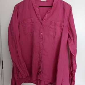 Eileen Fisher 100% Irish Linen Pink Button Down